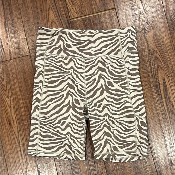 Tuckernuck Zebra Print Bike Shorts - Brown and White - Picture 1 of 1